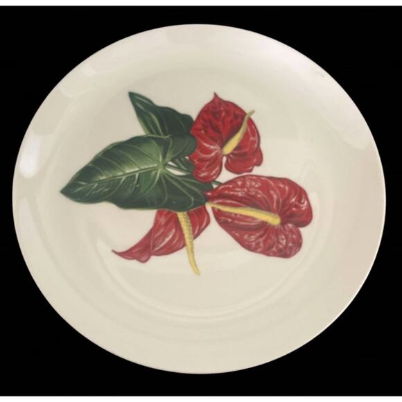 Vintage RARE Santa Anita Ware Red Anthurium Plate Platter 12 1/8 1949 California - Picture 1 of 4